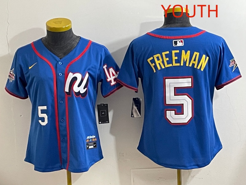 Youth 2025 Los Angeles Dodgers #5 Freeman Blue Nike 2025 MLB All Star Jersey style 026->youth mlb jersey->Youth Jersey